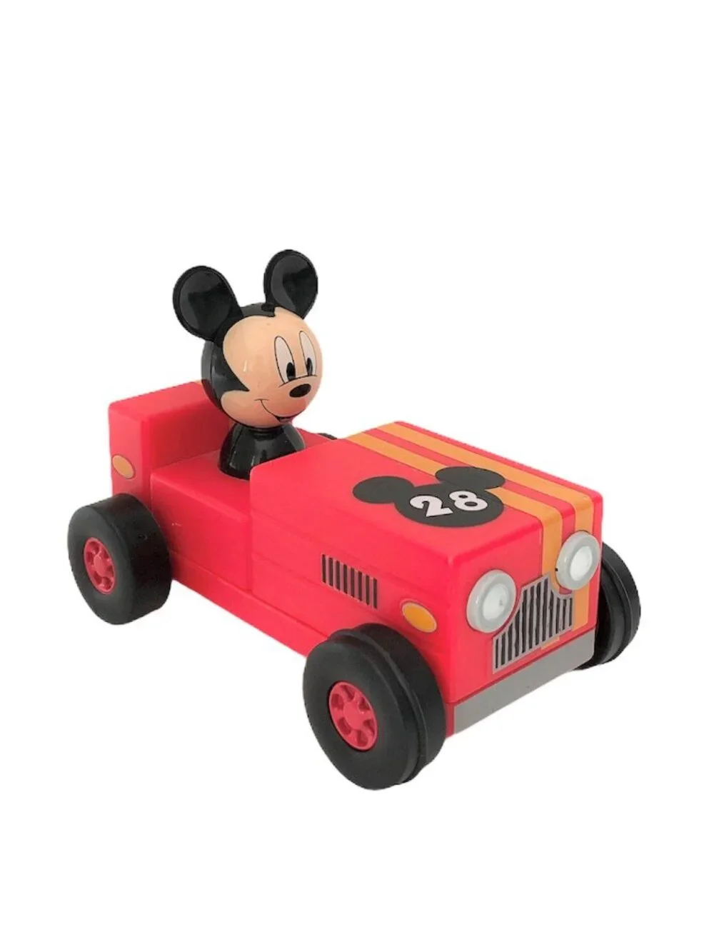 Vintage Style Disney Mickey Mouse Racers Pullback Red Race Car #28 Toy